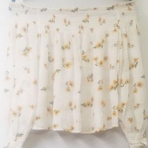 Off the shoulder see through floral shirt